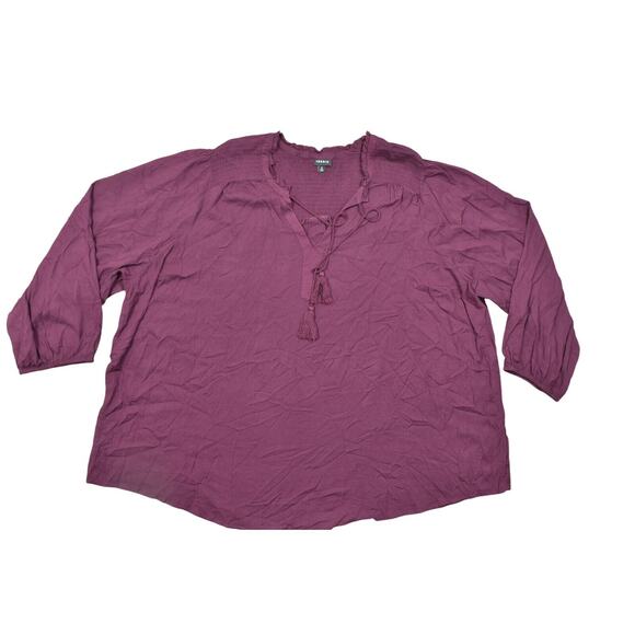 Torrid Plus Size 6 Red Rayon Blouse - V Neck Long Sleeve Tunic - Picture 1 of 8
